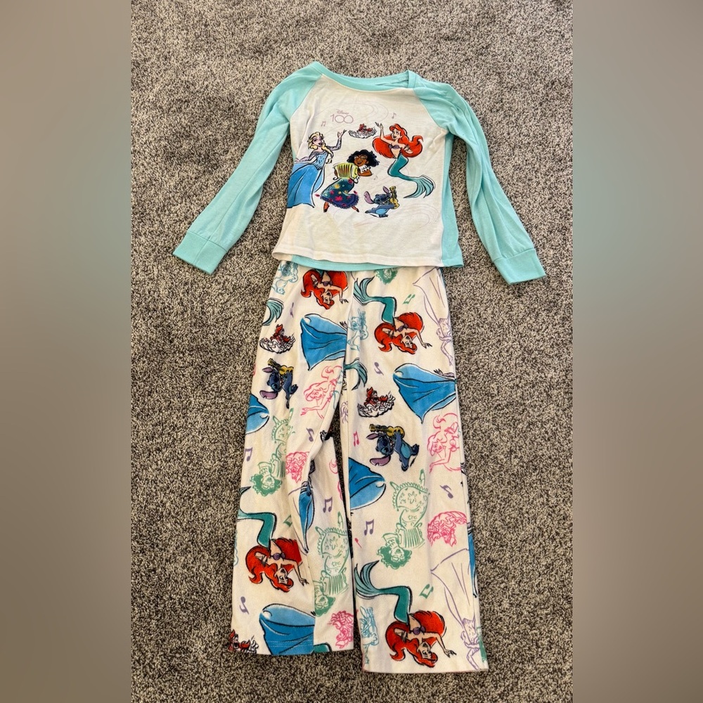 Disney Princess Aqua and White Raglan Pajama Set